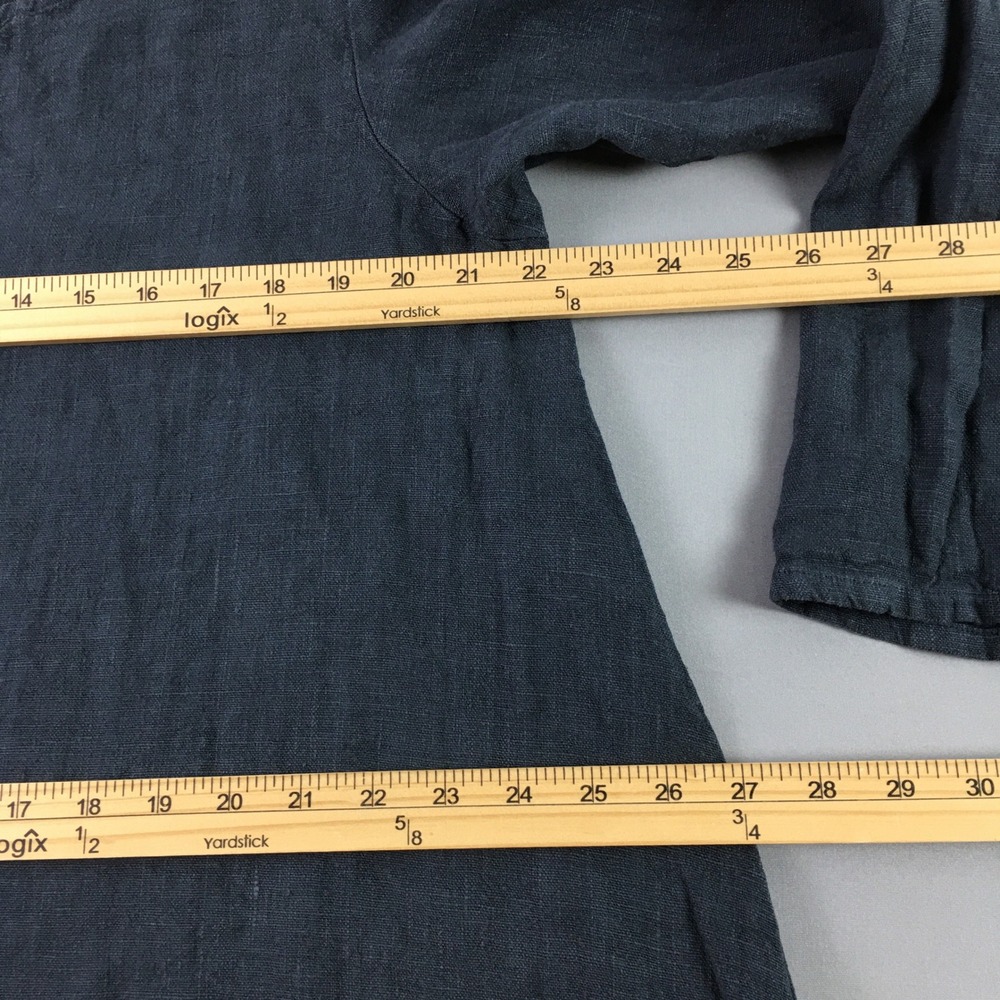 Bryn Walker Linen Midi Dress Women L Dark Grey Long Sleeve Lagenlook Summer USA - Picture 9 of 16